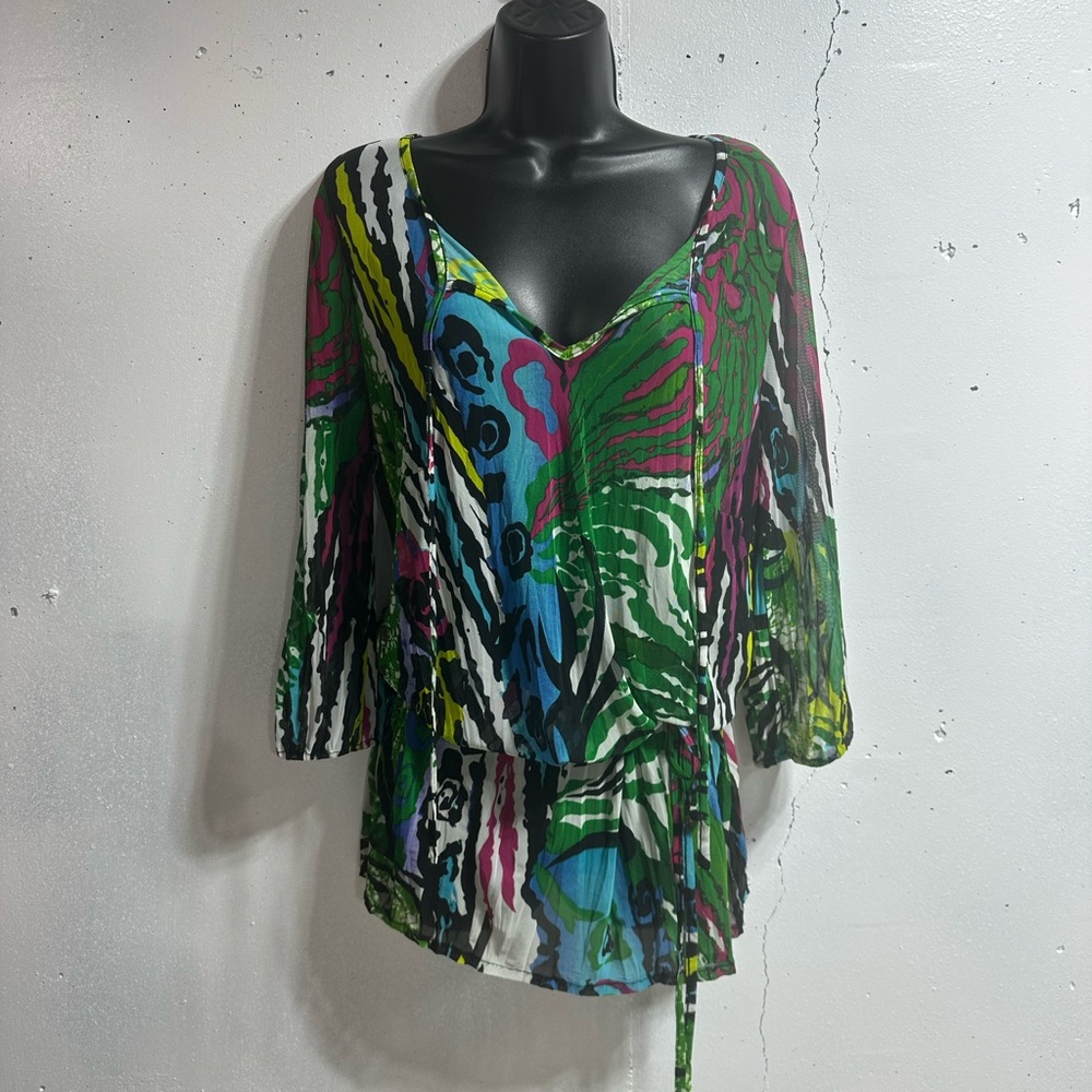 Alberto Makali Multicolor V-Neck Printed Tunic
